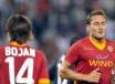 Il capitano della Roma Francesco Totti con Bojan