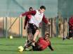 La As Roma in allenamento a Trigoria