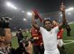Fabio Simplicio esulta dopo l'ultimo derby vinto dalla Roma