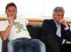Francesco Totti e Franco Baldini presenti oggi nella sala stampa di Trigoria