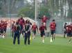 La Roma in allenamento a Trigoria