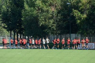 allenamento La As Roma in allenamento a Trigoria