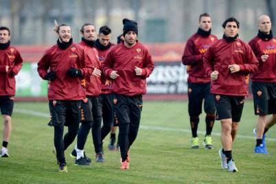 La As Roma in allenamento