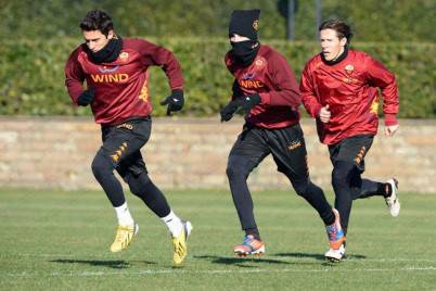 La As Roma in allenamento