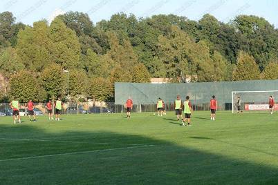 La Roma in allenamento a Trigoria