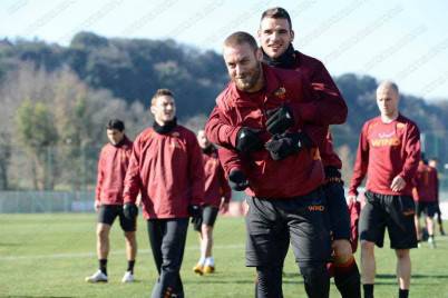 La As Roma in allenamento