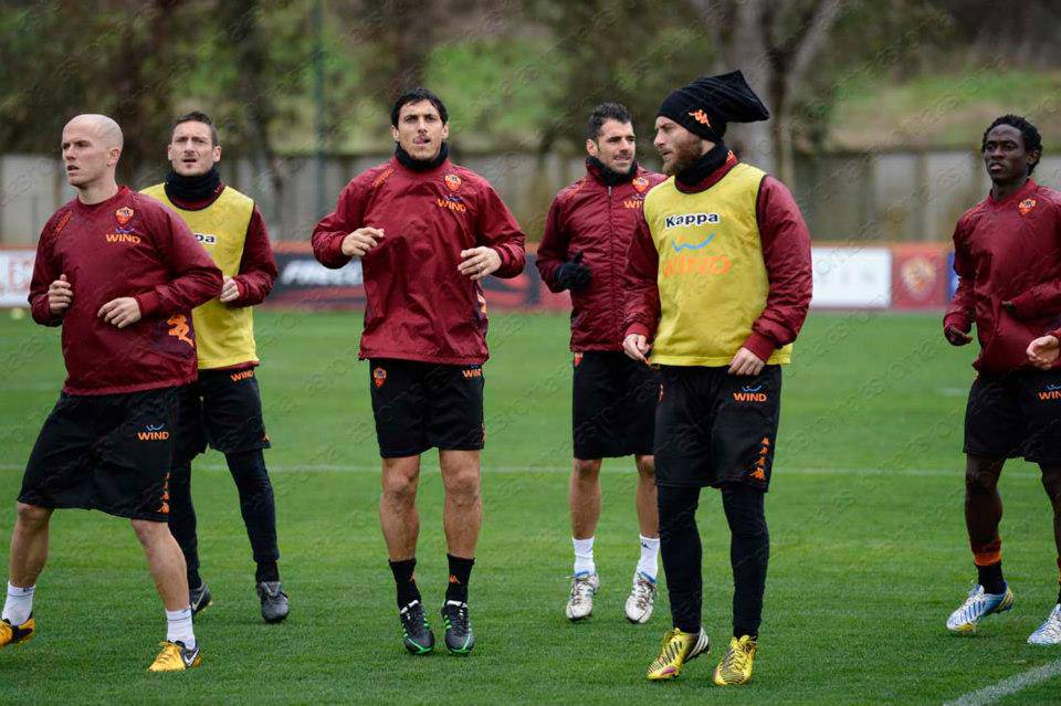 La As Roma in allenamento