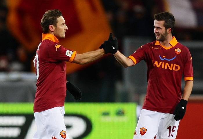 Francesco Totti e Miralem Pjanic