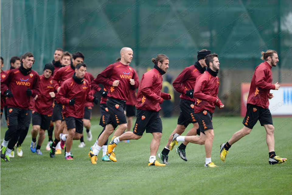 La As Roma in allenamento