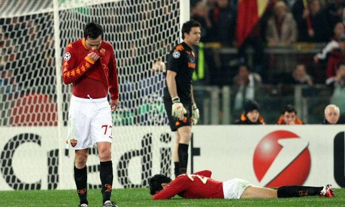Un'immagine della gara tra Roma e Shakhtar del 18 febbraio del 2011