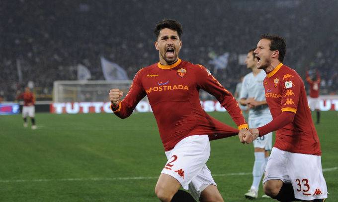 Borriello nell'ultimo Roma-Lazio di coppa