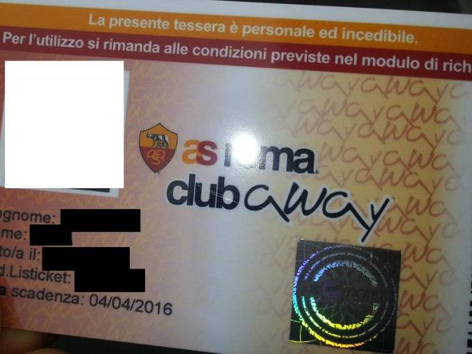 L'A.S.Roma Club Away Card