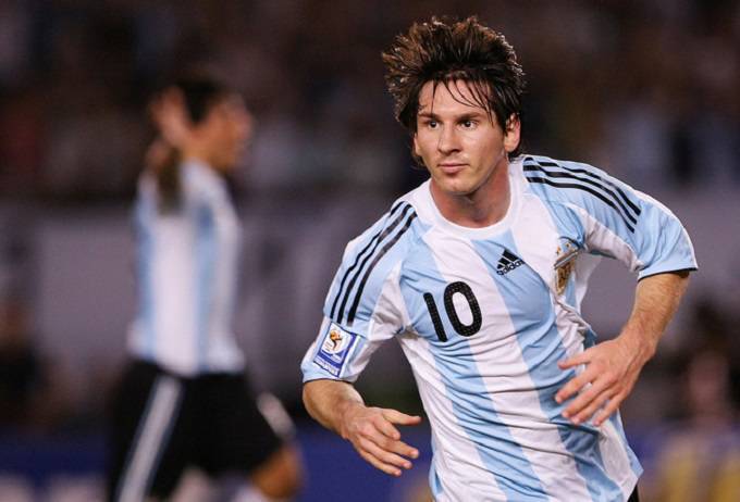 Messi con la maglia dell'Argentina