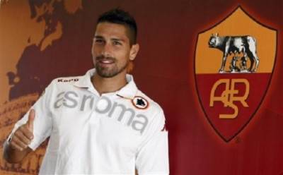 L'attaccante giallorosso Marco Borriello