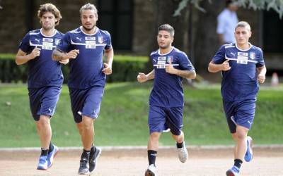 Osvaldo in allenamento con l'Italia