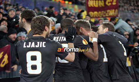 Feyenoord-Roma esultanza squadra