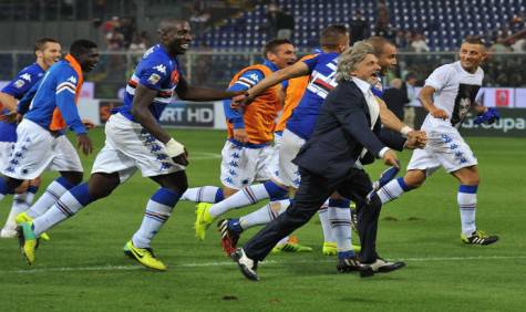 Il presidente Ferrero festeggia con la squadra