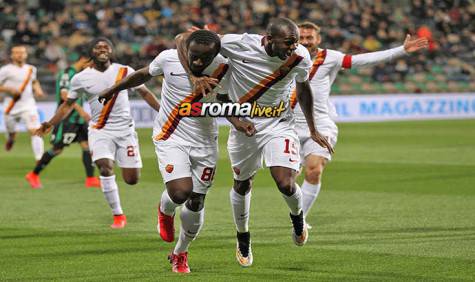 Sassuolo-Roma esultanza gol Doumbia