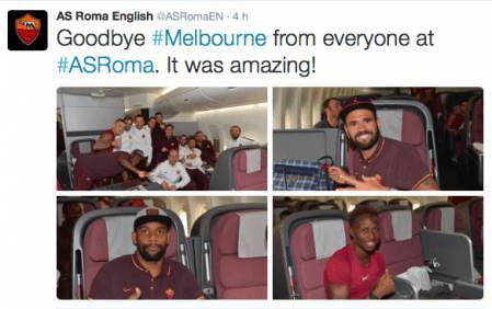 Tweet Roma in partenza da Melbourne