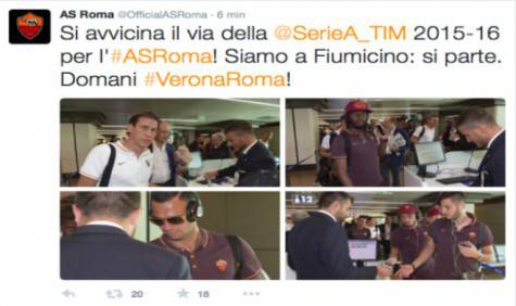 La Roma in partenza per Verona 
