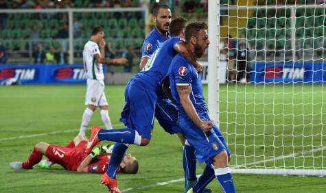 Italia-Bulgaria, esultanza De Rossi 
