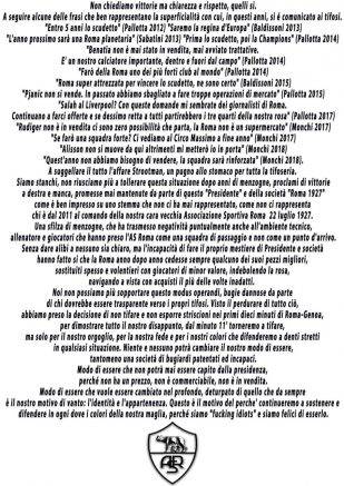 comunicato curva sud Roma Genoa