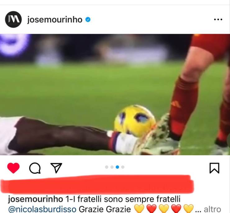 Mourinho fa parlare le immagini: messaggio social per arbitro e tifosi