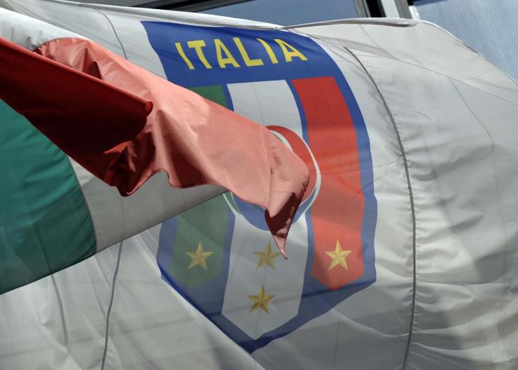 Bandiera con logo della Figc