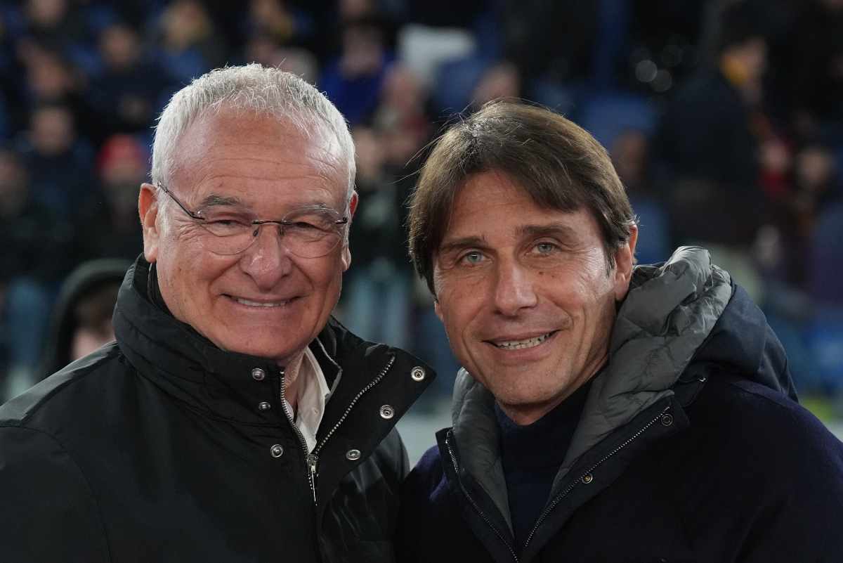 Claudio Ranieri con Antonio Conte in Roma-Napoli