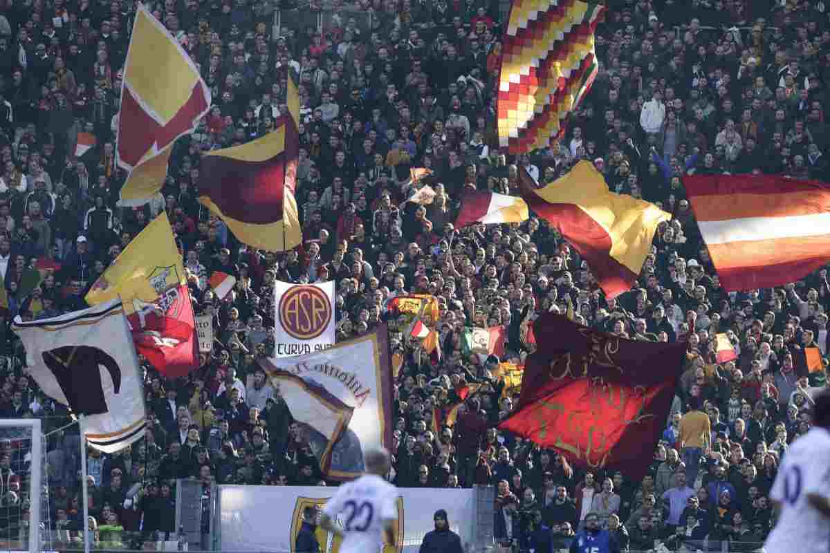 Uno spicchio del settore dei tifosi della Roma
