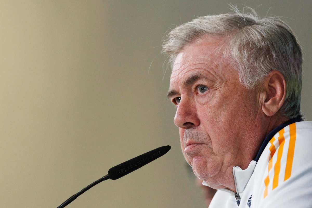 Carlo Ancelotti, tecnico del Real Madrid, in conferenza stampa