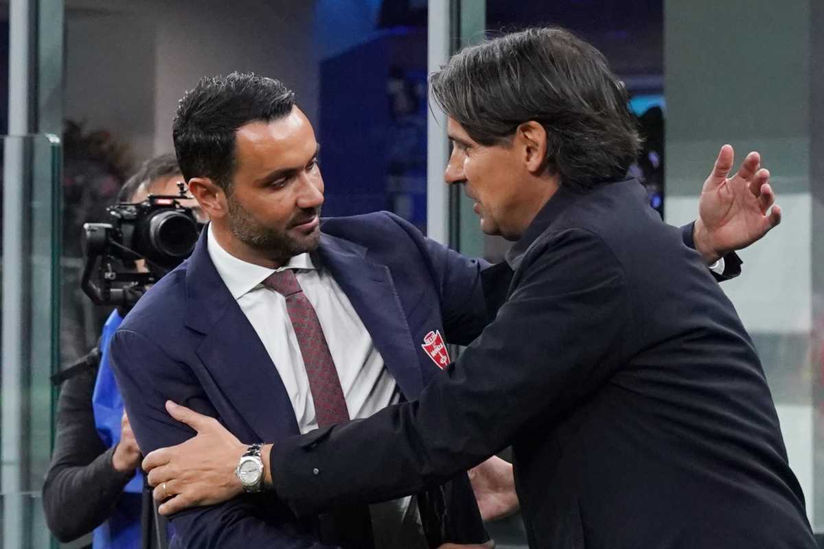Simone Inzaghi, allenatore dell'Inter, con Raffaele Palladino, attuale allenatore della Fiorentina