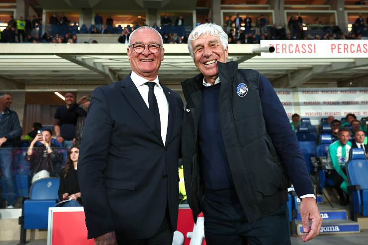 I tecnici di Roma ed Atalanta, Claudio Ranieri e Gian Piero Gasperini sorridenti prima della partita 