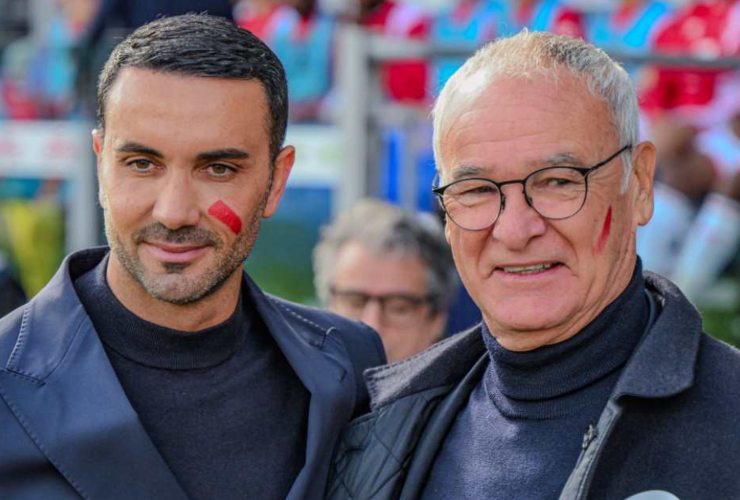 Raffaele Palladino e Claudio Ranieri ai saluti di rito prima della sfida