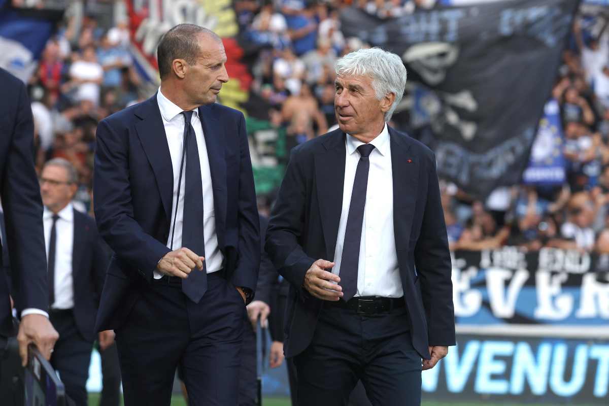 Gasperini e Allegri camminano a bordo campo