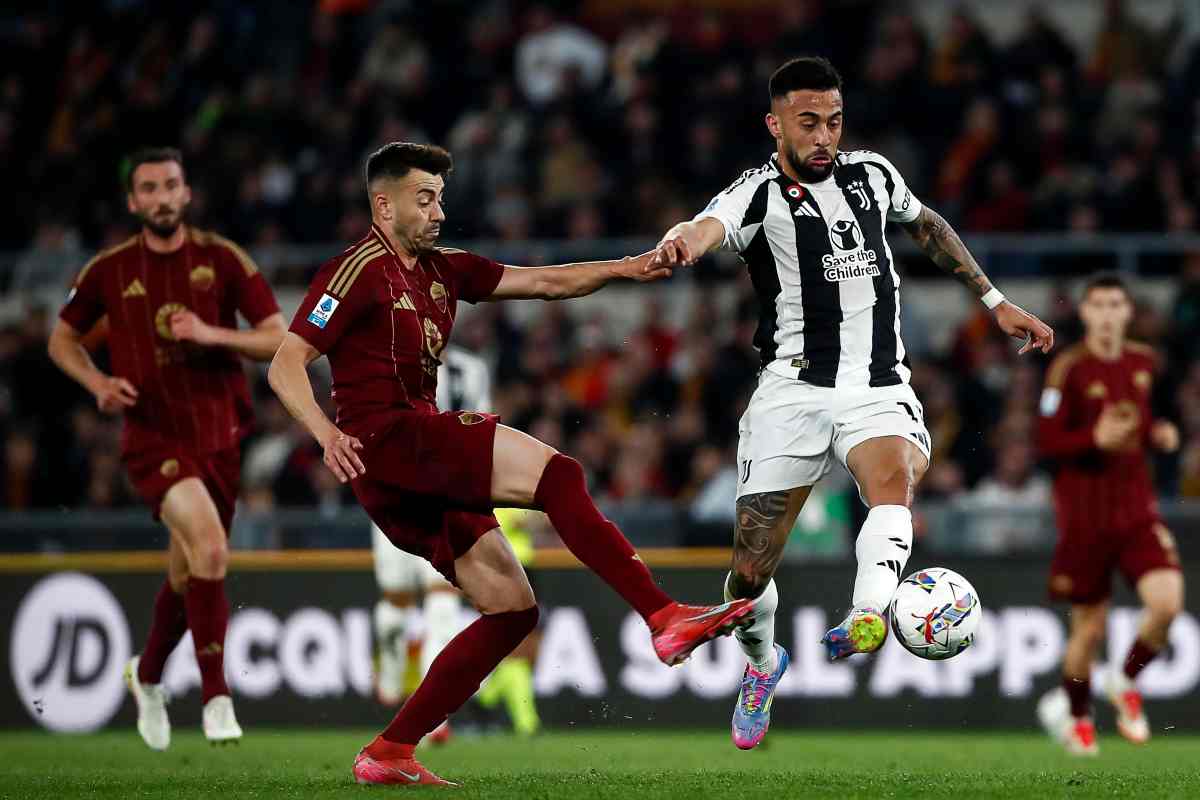 I giocatori di Roma e Juventus in campo