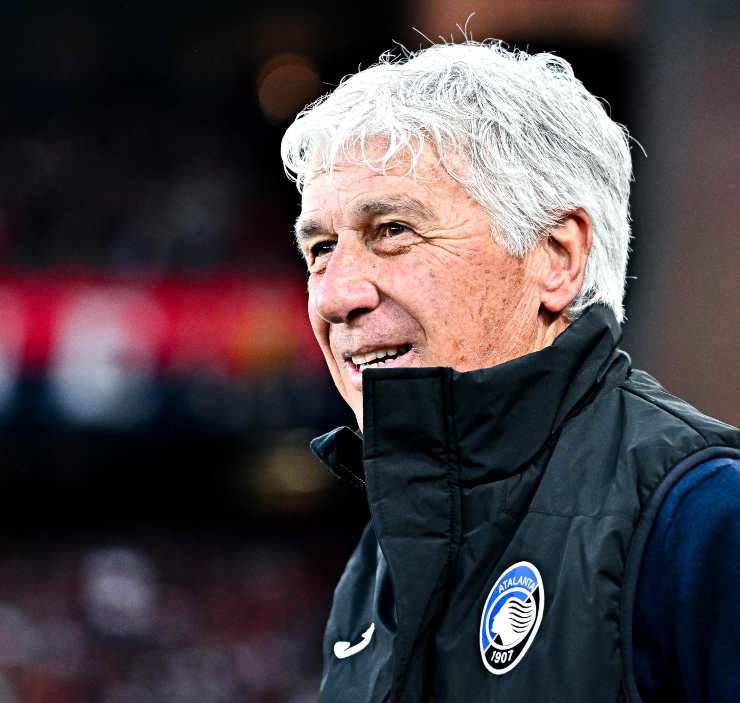 Un sorridente tecnico dell'Atalanta Gian Piero Gasperini