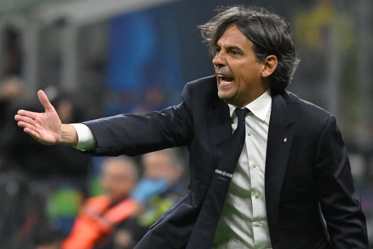 Un agitato Simone Inzaghi, tecnico dell'Inter