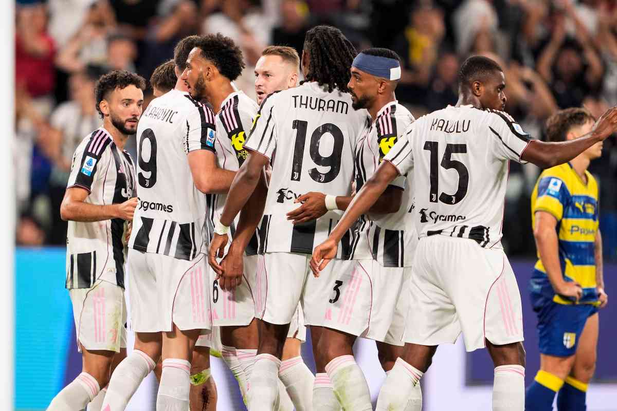 Esultanza di squadra della Juventus