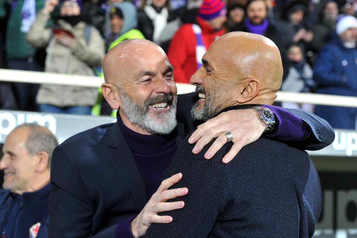 Stefano Pioli e Luciano Spalletti si abbracciano