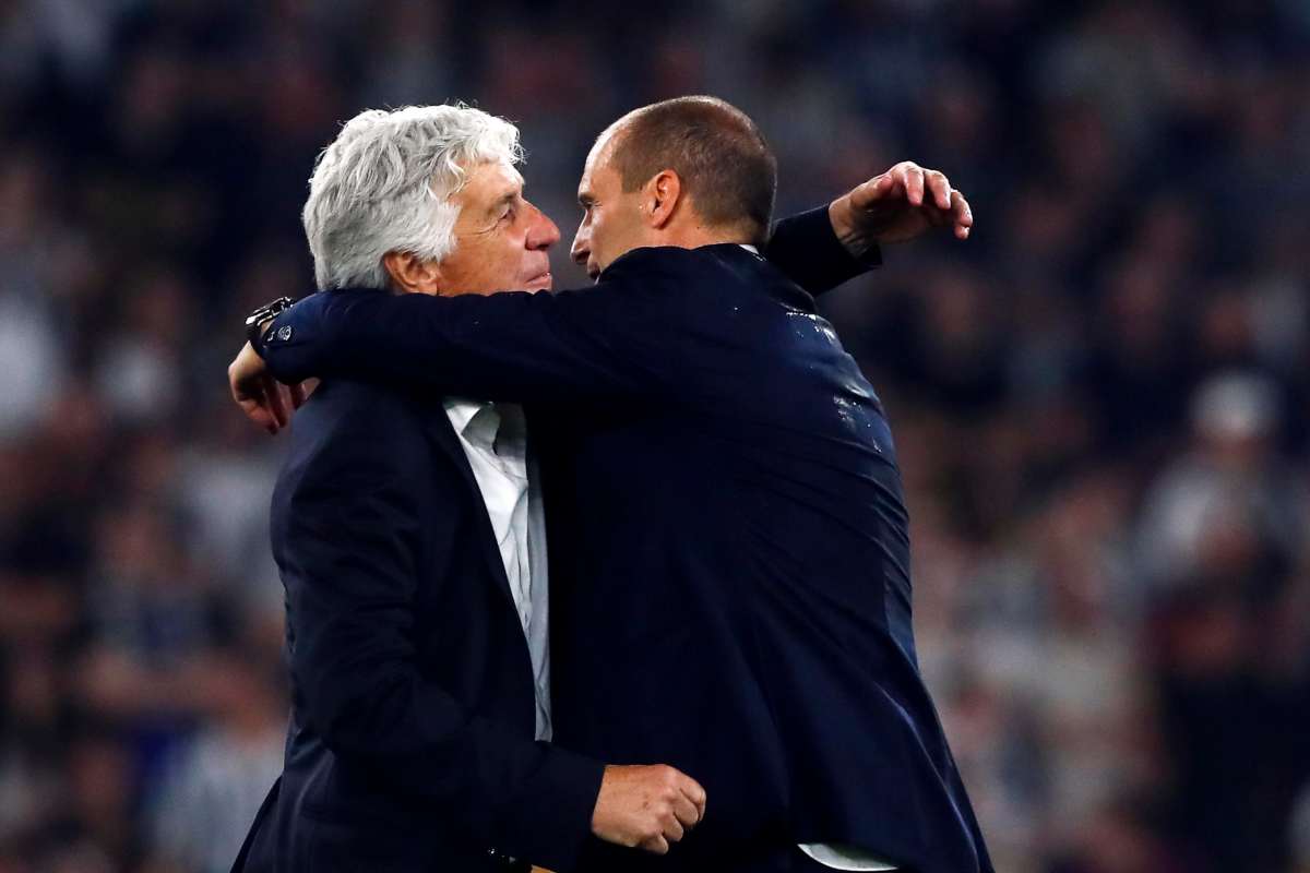 Gasperini e Allegri si abbracciano prima della partita