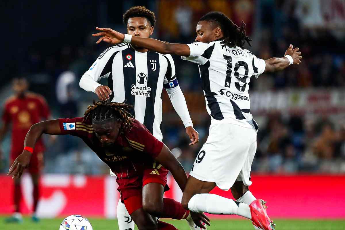 Koné prova ad eludere la marcatura di Thuram