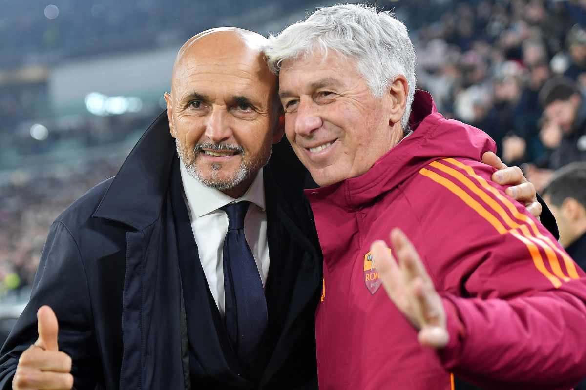 Luciano Spalletti saluta Gasperini prima del fischio d'inizio del match