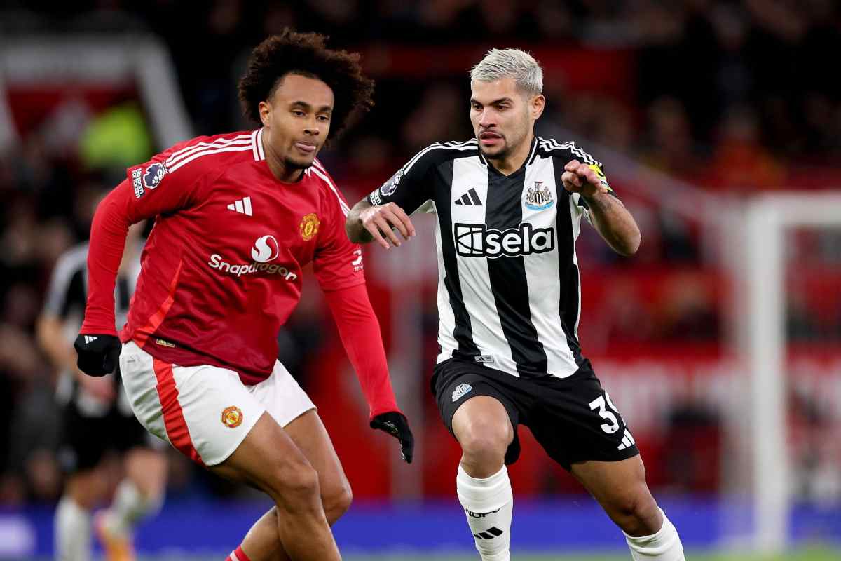 Zirkzee elude l'intervento di Bruno Guimaraes