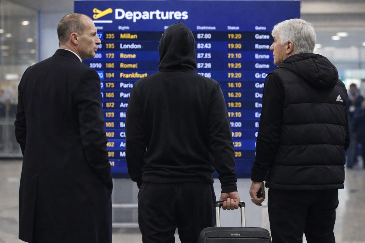 Allegri e Gasperini all'aeroporto
