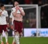 Declan Rice disperato in maglia Arsenal