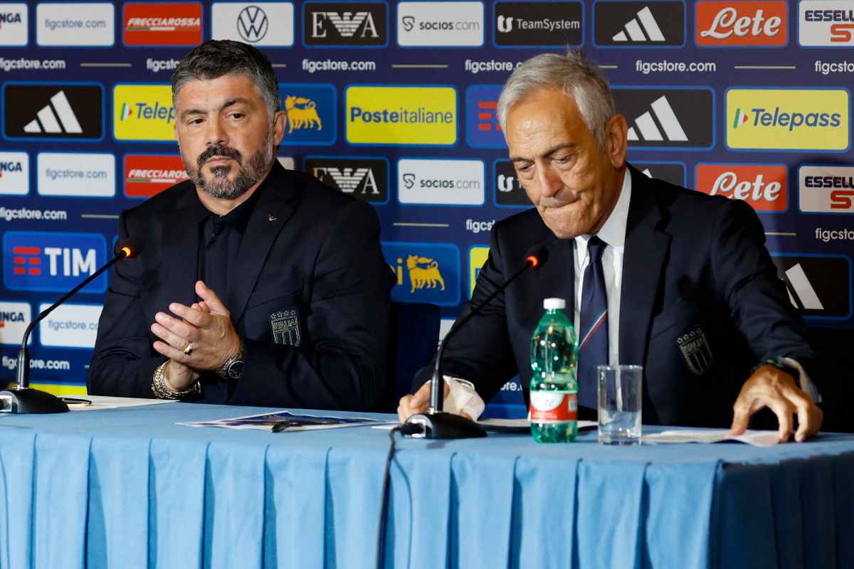 Gattuso e Gravina in conferenza stampa