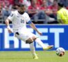Momo Salah in azione durante Egitto-Belgio