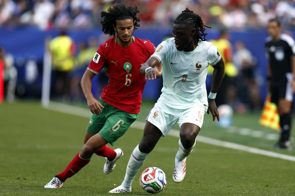 Manu Koné in azione durante Francia-Marocco