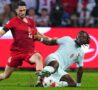 Koné in scivolata durante Turchia-Francia